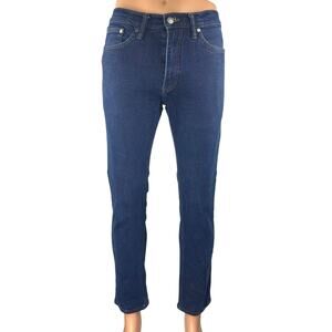 M&S Mark & Spencer Men's Blue Dark Wash Slim Straight Leg Denim Jeans Size 32